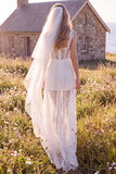 Robe de mariée maxi blanche avec corset et dentelle, pour elopement