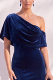 Robes de cérémonie longue bourgogne sirène froncée asymétrique encolure