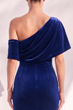 Robes de cérémonie longue bourgogne sirène froncée asymétrique encolure