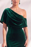 Robes de cérémonie longue bourgogne sirène froncée asymétrique encolure