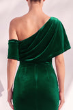 Robes de cérémonie longue bourgogne sirène froncée asymétrique encolure