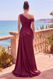 Longue robes de cérémonie sirène asymétrique bleu marine avec panneau latéral