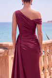 Longue robes de cérémonie sirène asymétrique bleu marine avec panneau latéral