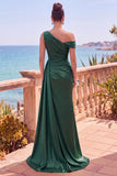 Longue robes de cérémonie sirène asymétrique bleu marine avec panneau latéral