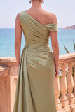 Longue robes de cérémonie sirène asymétrique bleu marine avec panneau latéral