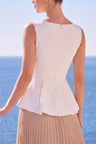 Robe de cérémonie longue à col bateau, plissée, ligne A et champagne