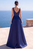Robe de cérémonie longue froncée à perles roses, ligne A