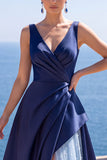 Robe de cérémonie longue froncée à perles roses, ligne A