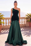 Robe de cérémonie maxi en velours, coupe sirène, à une épaule, bordeaux