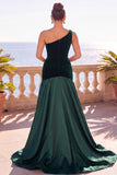 Robe de cérémonie maxi en velours, coupe sirène, à une épaule, bordeaux
