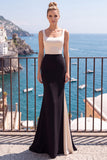 Robe de cérémonie longue à col carré champagne  noire