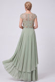 Robe longue de la mariée à col illusion bleu marine à perles
