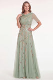 Robe de la mère de la mariée longue à manches perlées bleu marine