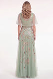 Robe de la mère de la mariée longue à manches perlées bleu marine