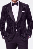 Costumes en velours en velours vert foncé en velours pour hommes avec paillettes