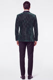 Costumes en velours en velours vert foncé en velours pour hommes avec paillettes