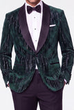 Costumes en velours en velours vert foncé en velours pour hommes avec paillettes