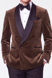 Costumes de bal double boutonnage pour hommes à double boutonnage en velurs bourgogne deux pièces