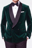 Costumes de bal double boutonnage pour hommes à double boutonnage en velurs bourgogne deux pièces