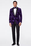 Costumes de bal noir dorés 2 pièces à revers point, Jacquard à simple poitrine pour hommes