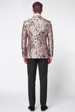 Costumes de bal des hommes double boutonnage double boutonnage Jacquard Peak en argent noir