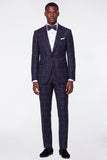 Costumes de bal pour hommes à simple boutonnage bleu à cran bleu