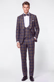 Costumes de bal pour hommes à simple boutonnage en chale gris en 3 pièces
