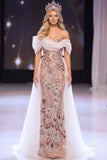 Robe de concours Maxi à paillettes à paillettes asymétriques à blush à blush