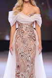 Robe de concours Maxi à paillettes à paillettes asymétriques à blush à blush