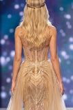 Corset doré à fourreau Sweetheart Sequins Maxi Pageant Robe de concours