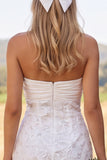 Robe courte courte de douche nuptiale en dentelle en ivoire en dentelle bodycon, perlée et froncée, courte