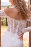 Corset bodycon ivoire épaulé décalé, perles en dentelle froncée, robe courte de douche nuptiale