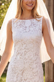 Robe de douche nuptiale midi à col en dentelle en forme d’ivoire