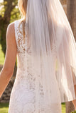 Robe de douche nuptiale midi à col en dentelle en forme d’ivoire