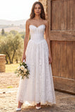 Corset ivoire bustier A-Line Pearls en latelle, longue robe de douche nuptiale