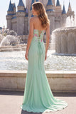 Robe de soirée longue à broderie florale et paillettes, coupe sirène, vert sauge