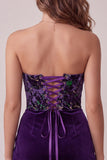 Corset prune en velours sans bretelles bodycon, robe courte de rentrée à la maison