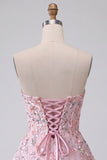 Blush Sequins bretelles A-Line Broderie florale Robe courte de rentrée
