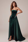 Robe de soirée longue en velous vert foncé perlée à bec perlée en velous de cheval