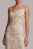 Robe de mère de la mariée en perle champagne à fourreau Asymétrique