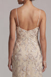 Robe de mère de la mariée en perle champagne à fourreau Asymétrique