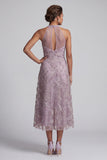 Robe midi brodée midi en lilas A-Line Twin