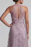 Robe midi brodée midi en lilas A-Line Twin