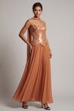 Robe de la mère de la mariée en chiffon en chiffon en chiffon bretelée, longueur cheville, longue et drapée