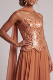 Robe de la mère de la mariée en chiffon en chiffon en chiffon bretelée, longueur cheville, longue et drapée