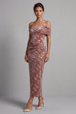 Robe Mère de la Mariée en velours Desert Rose Velvet asymétrique à une épaule froncée