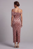Robe Mère de la Mariée en velours Desert Rose Velvet asymétrique à une épaule froncée