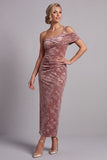 Robe Mère de la Mariée en velours Desert Rose Velvet asymétrique à une épaule froncée