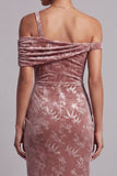 Robe Mère de la Mariée en velours Desert Rose Velvet asymétrique à une épaule froncée