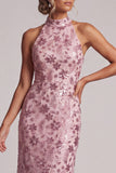 Vintage mauve à volants à niveaux, paillettes dos nu, longue robe de mère de mariée
